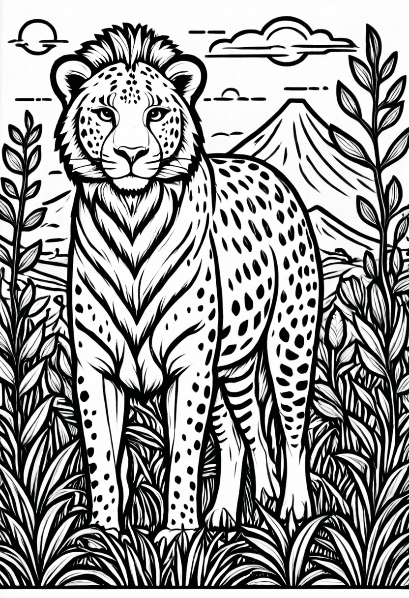 Cheetahs Wild Gaze — free printable coloring page to download and print