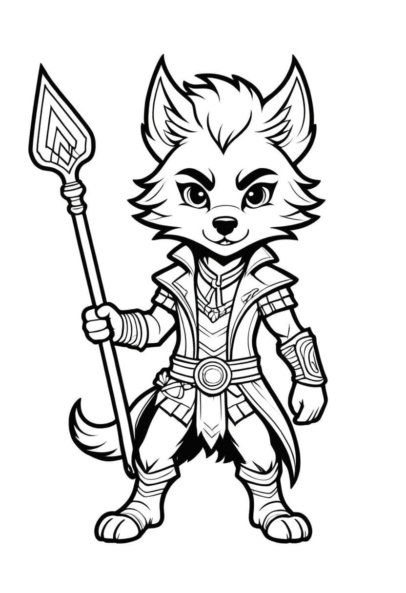 Chibi Werewolf Mage — free printable coloring page to download and print