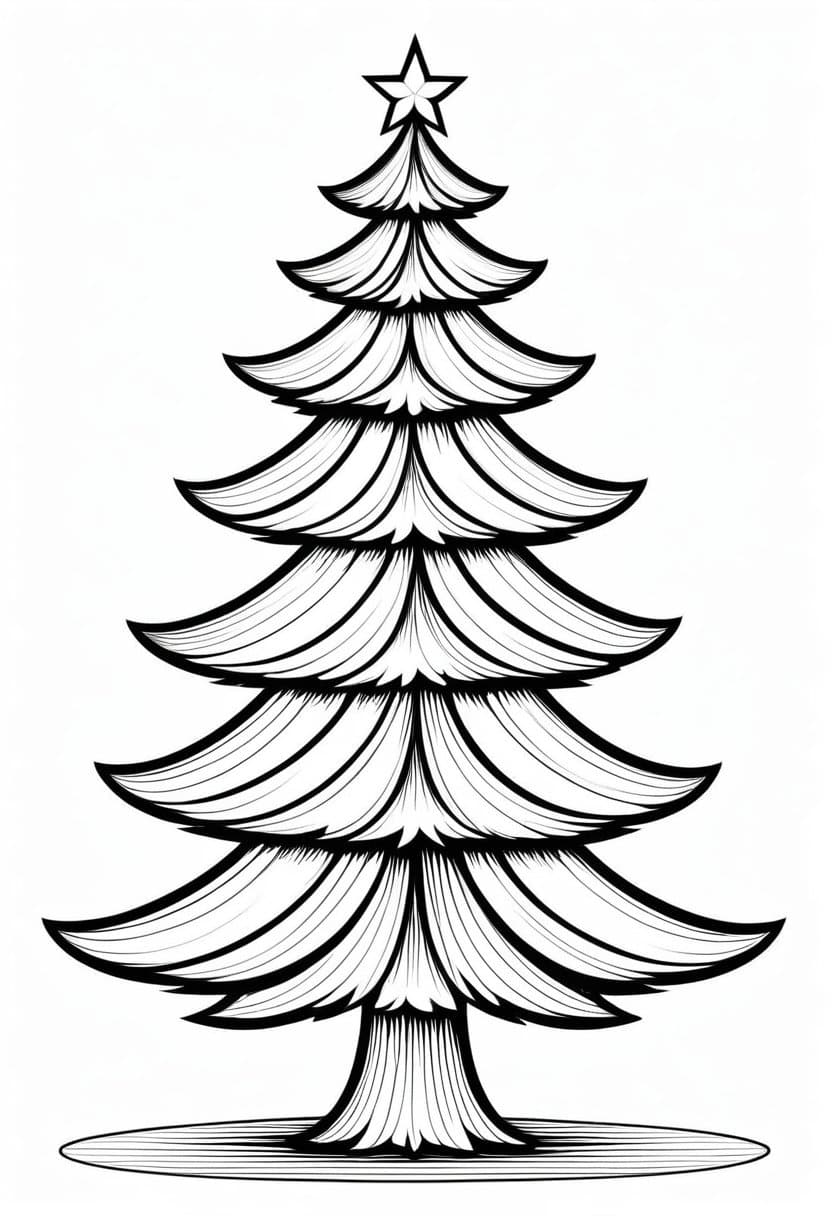Christmas Tree — free printable coloring page to download and print