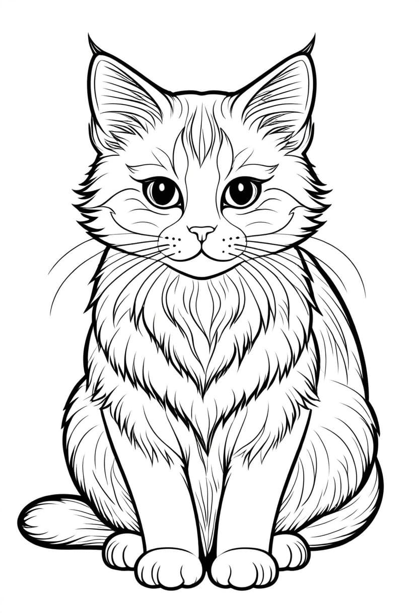 Chubby Cat — free printable coloring page to download and print