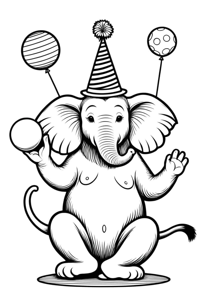 Circus Celebration — free printable coloring page to download and print