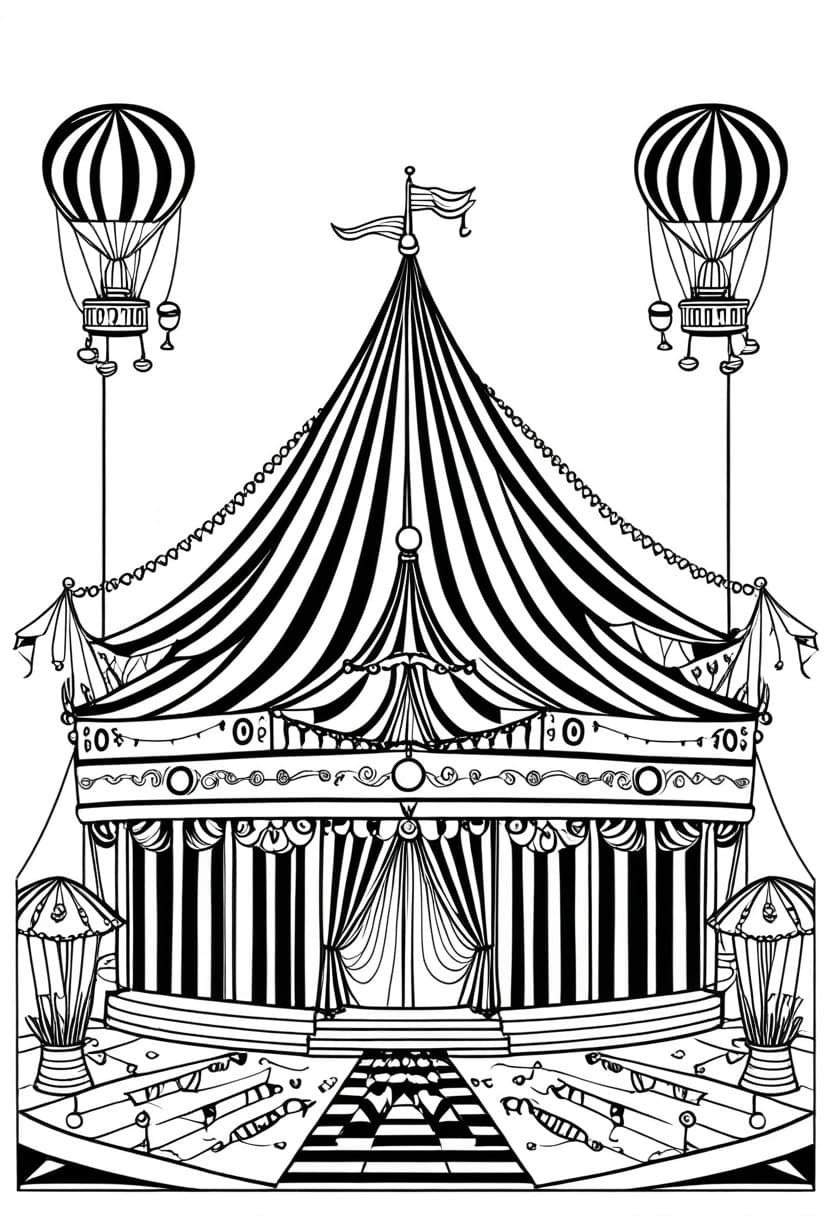 Circus Tent — free printable coloring page to download and print
