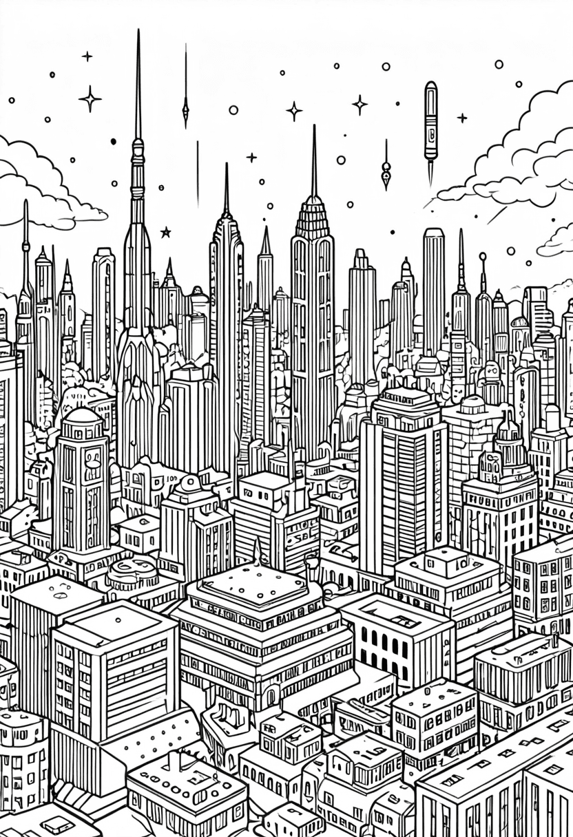 City of Tomorrow — free printable coloring page to download and print