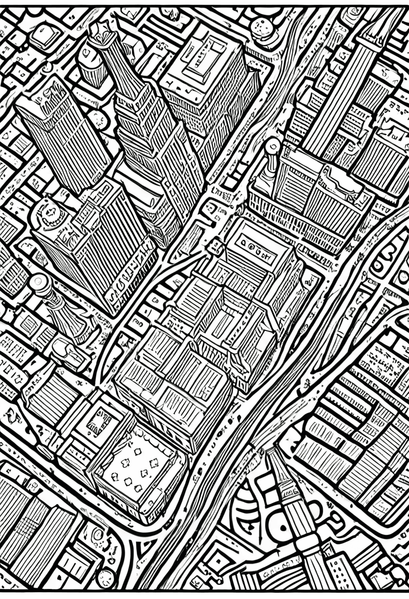 Cityscape Ink — free printable coloring page to download and print