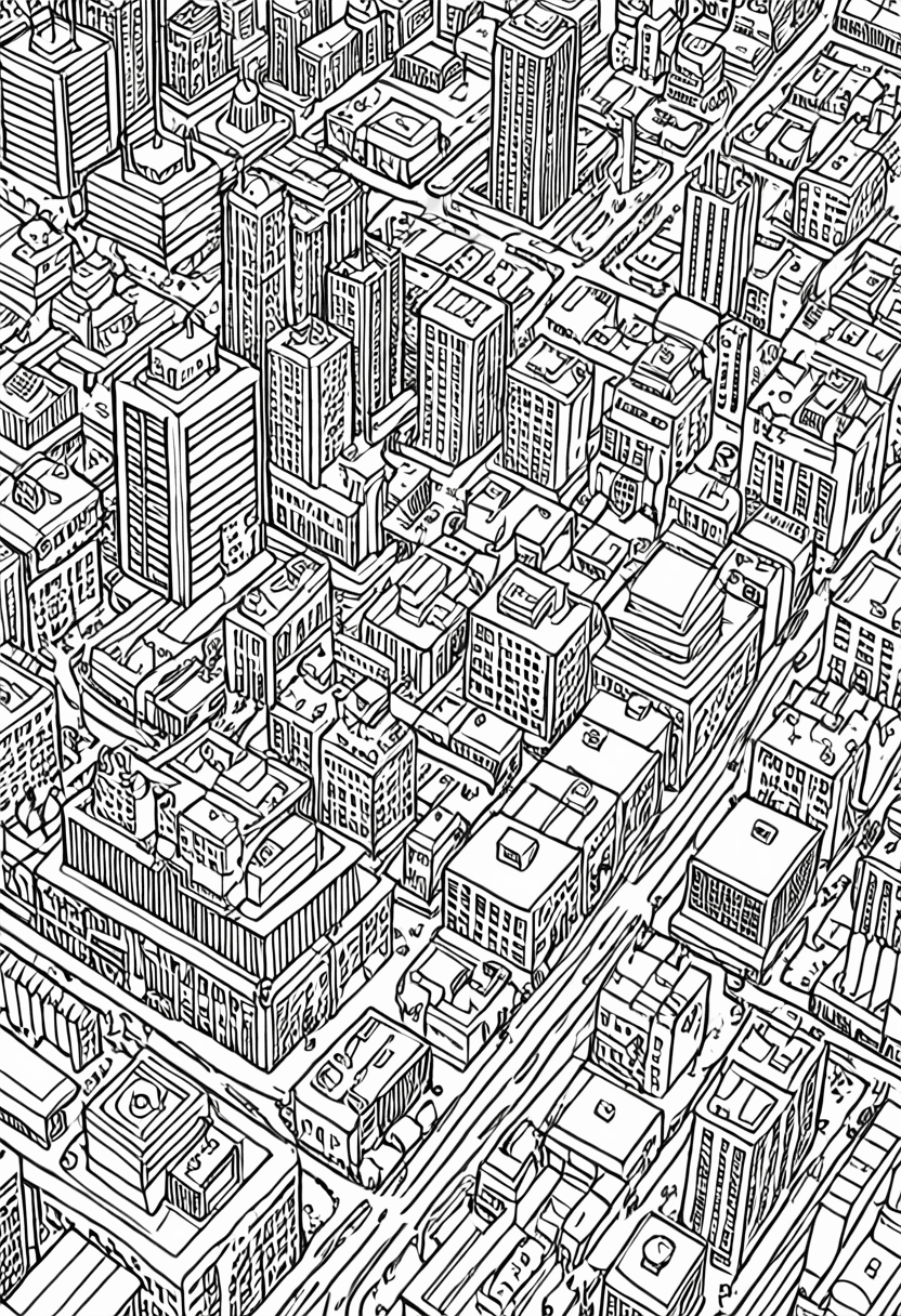 Cityscape View — free printable coloring page to download and print