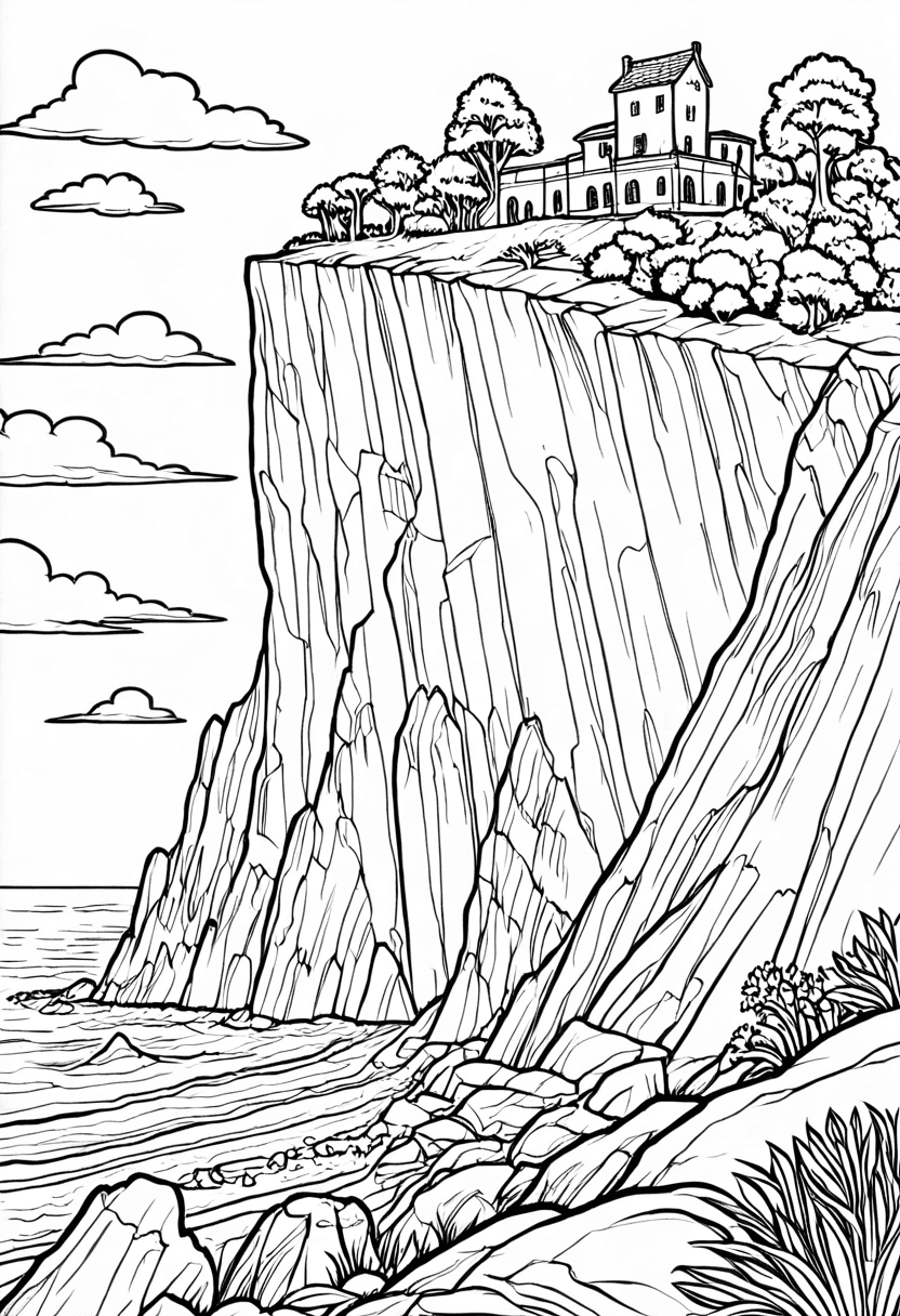 Cliffside Estate — free printable coloring page to download and print
