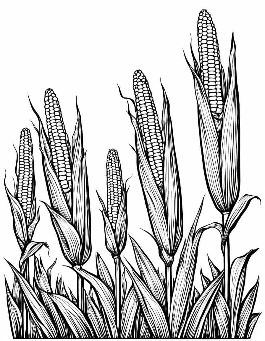 Corn Harvest — free printable coloring page to download and print