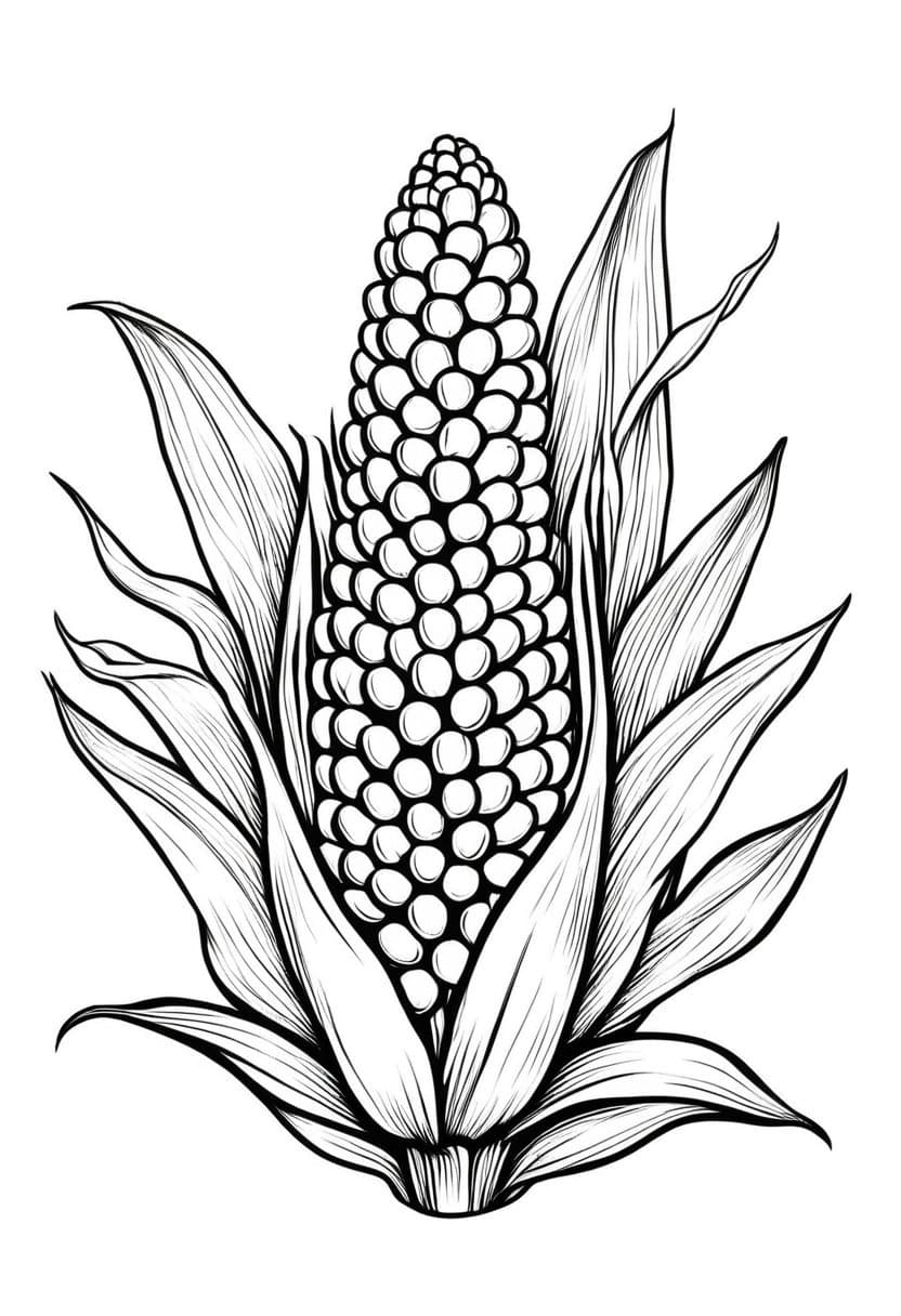 Corn on Cob — free printable coloring page to download and print