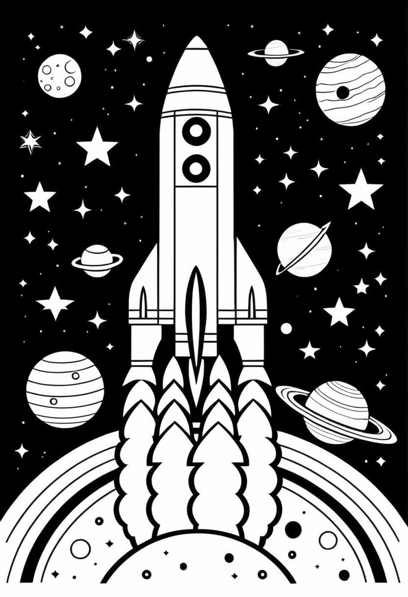 Cosmic Escape — free printable coloring page to download and print