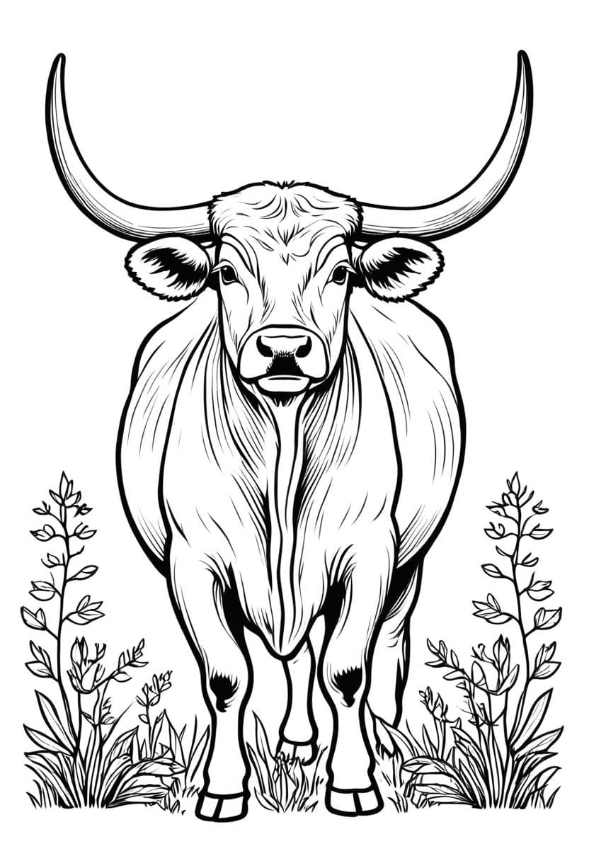 Cow in Field — free printable coloring page to download and print