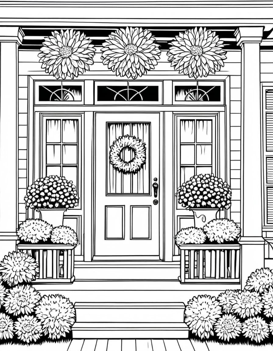 Cozy Porch Decor — free printable coloring page to download and print