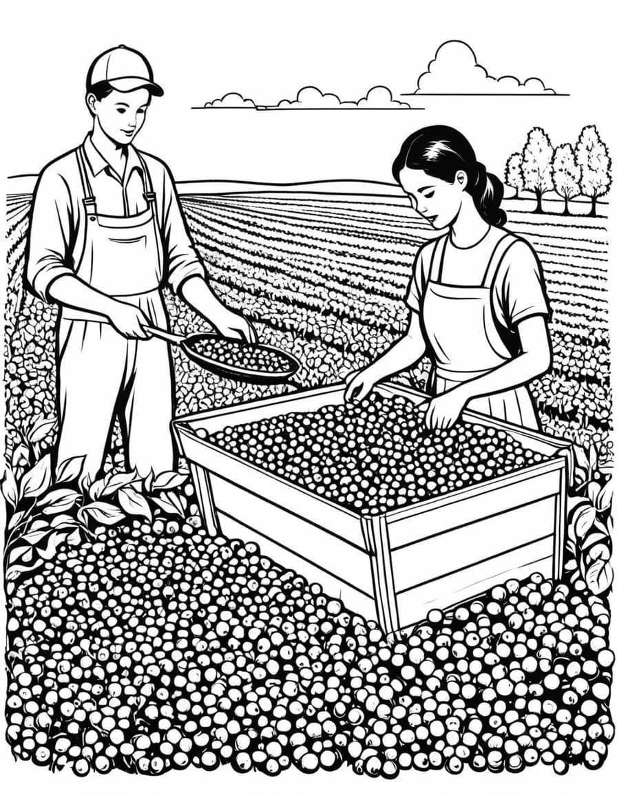 Cranberry Harvest Day — free printable coloring page to download and print