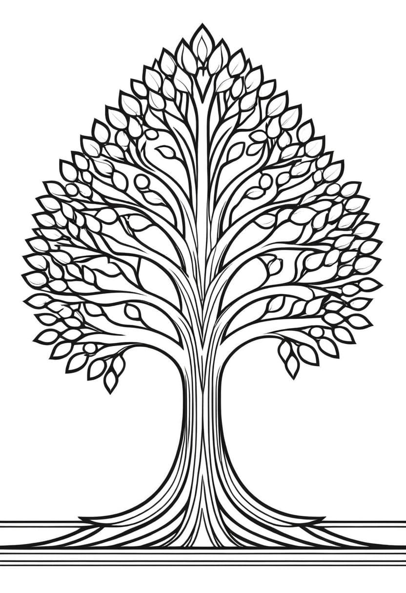 Crystal Tree Fantasy Art — free printable coloring page to download and print