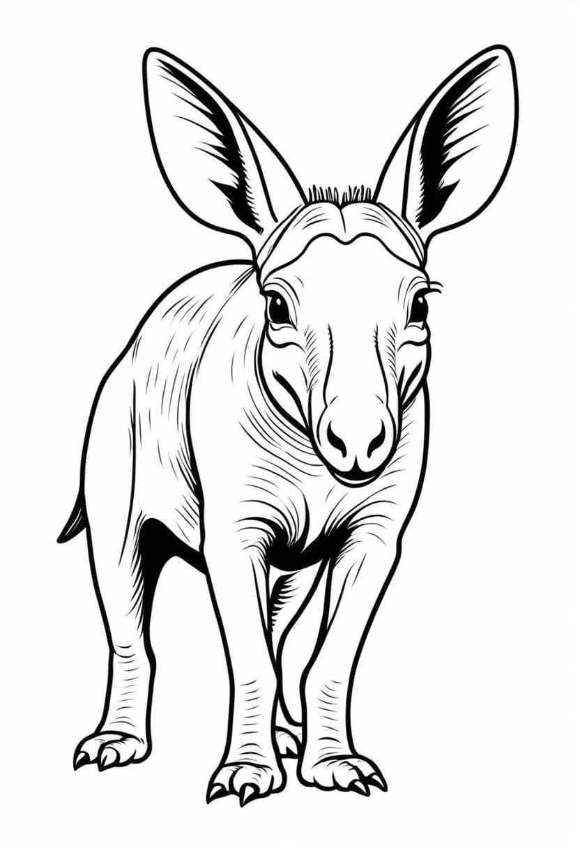 Cute Aardvark — free printable coloring page to download and print