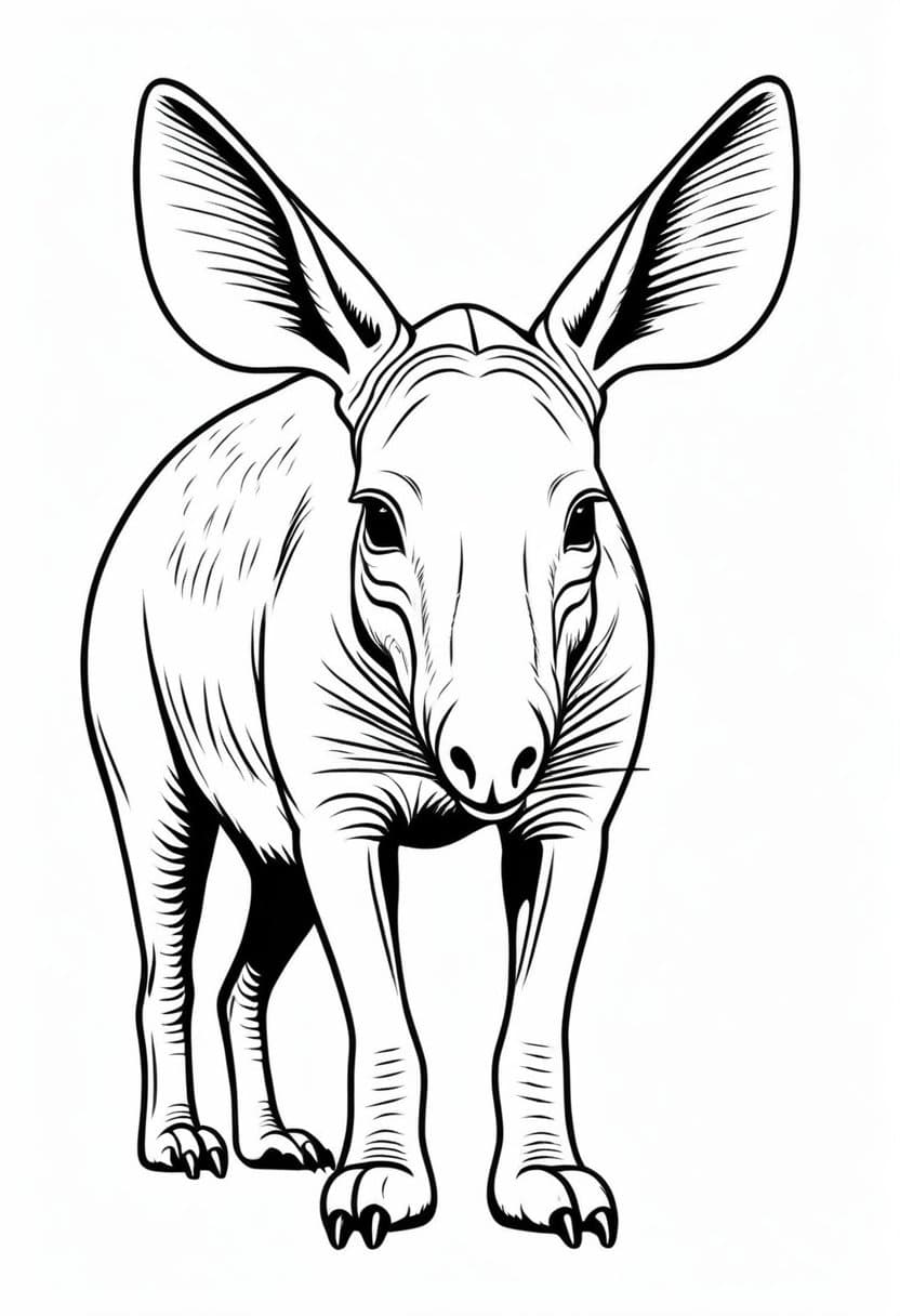 Cute Aardvark — free printable coloring page to download and print