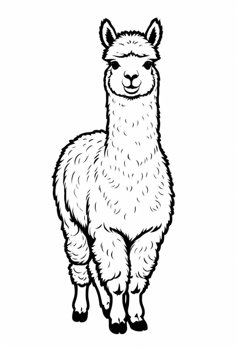 Cute Alpaca — free printable coloring page to download and print
