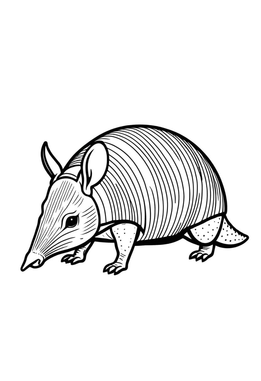Cute Armadillo — free printable coloring page to download and print
