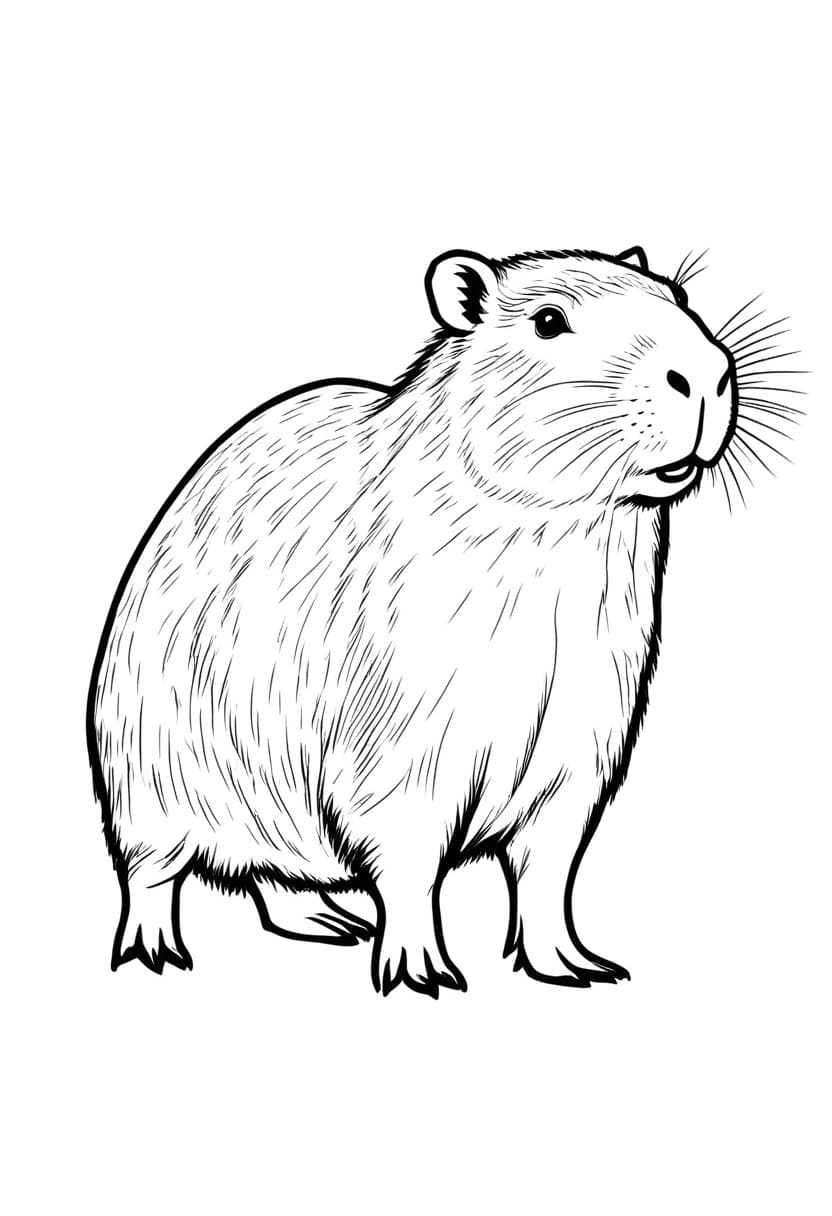Cute Capybara Cartoon — free printable coloring page to download and print