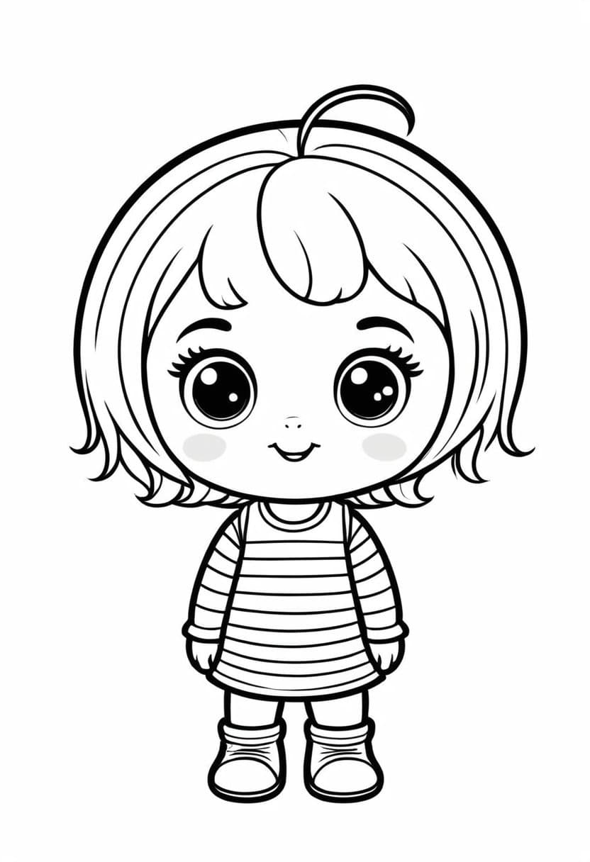 Cute Cartoon Girl — free printable coloring page to download and print
