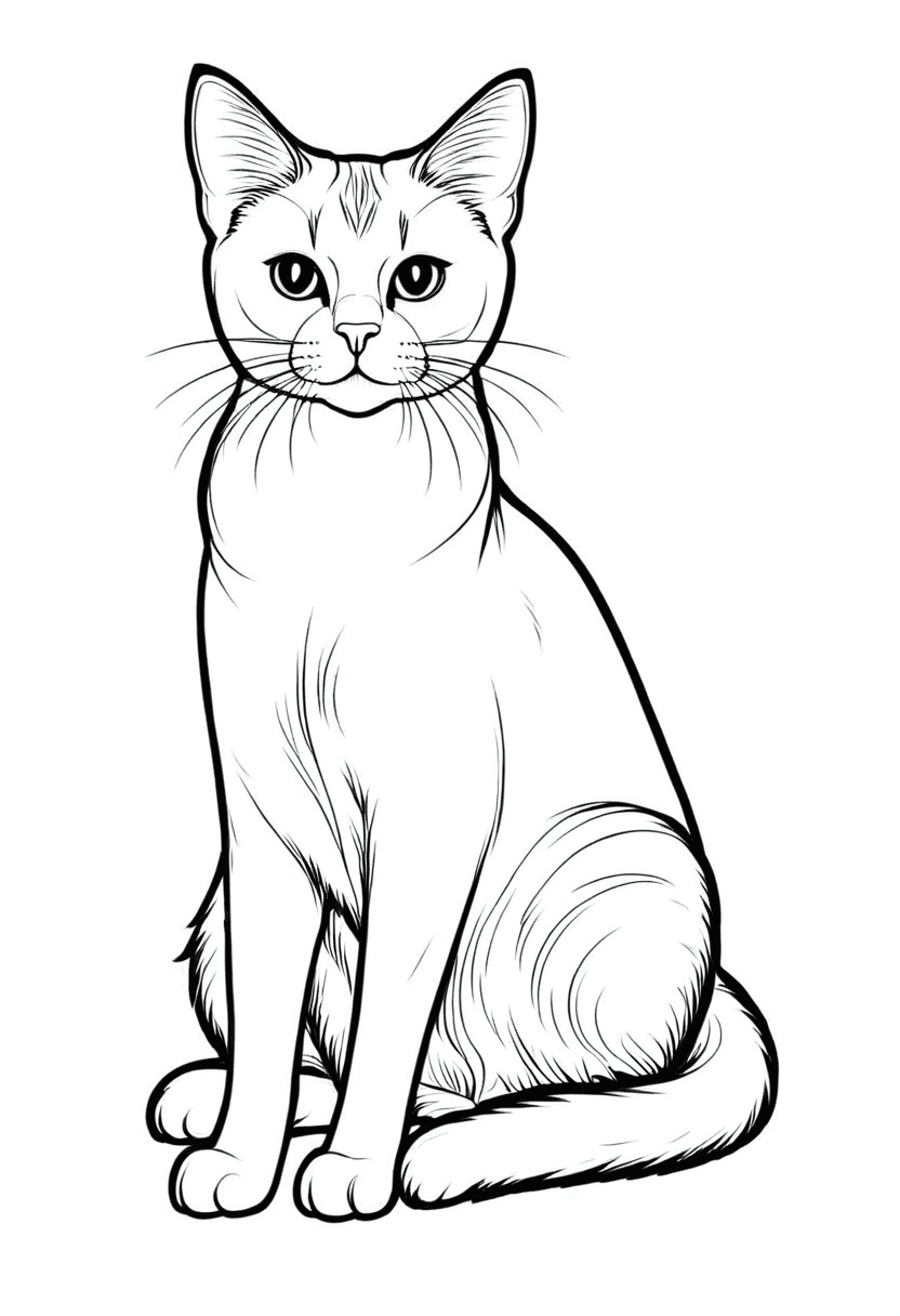Cute Cat — free printable coloring page to download and print