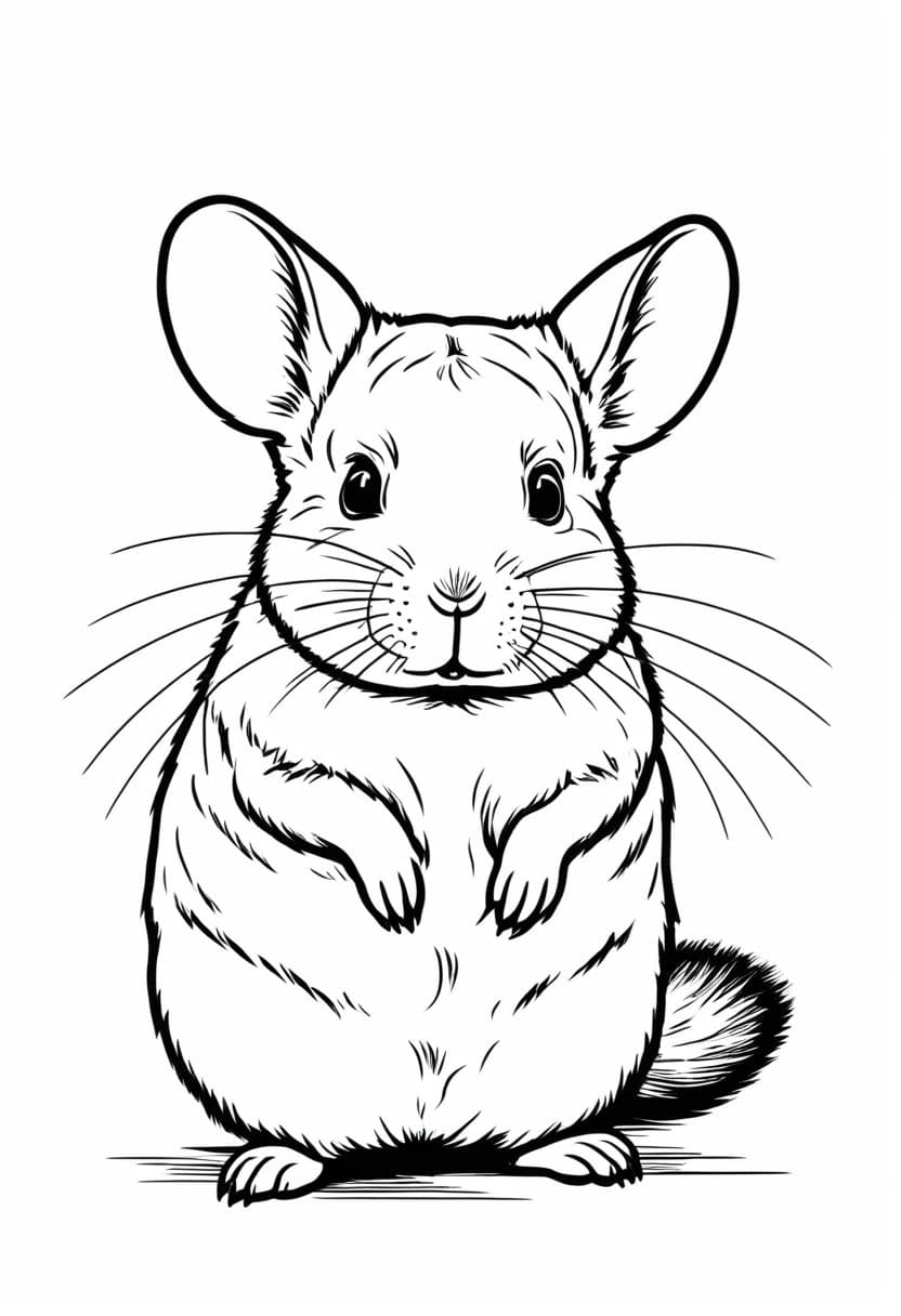 Cute Chinchilla — free printable coloring page to download and print
