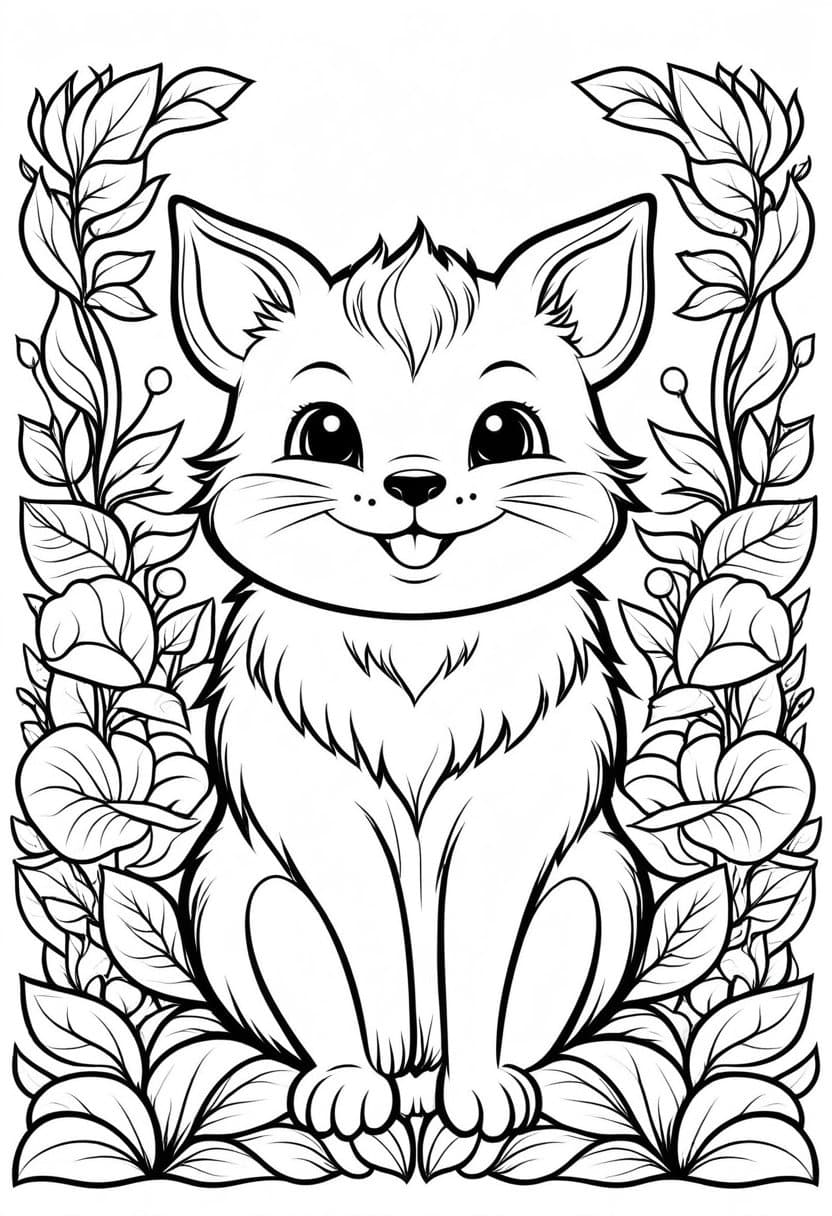 Cute Fox — free printable coloring page to download and print