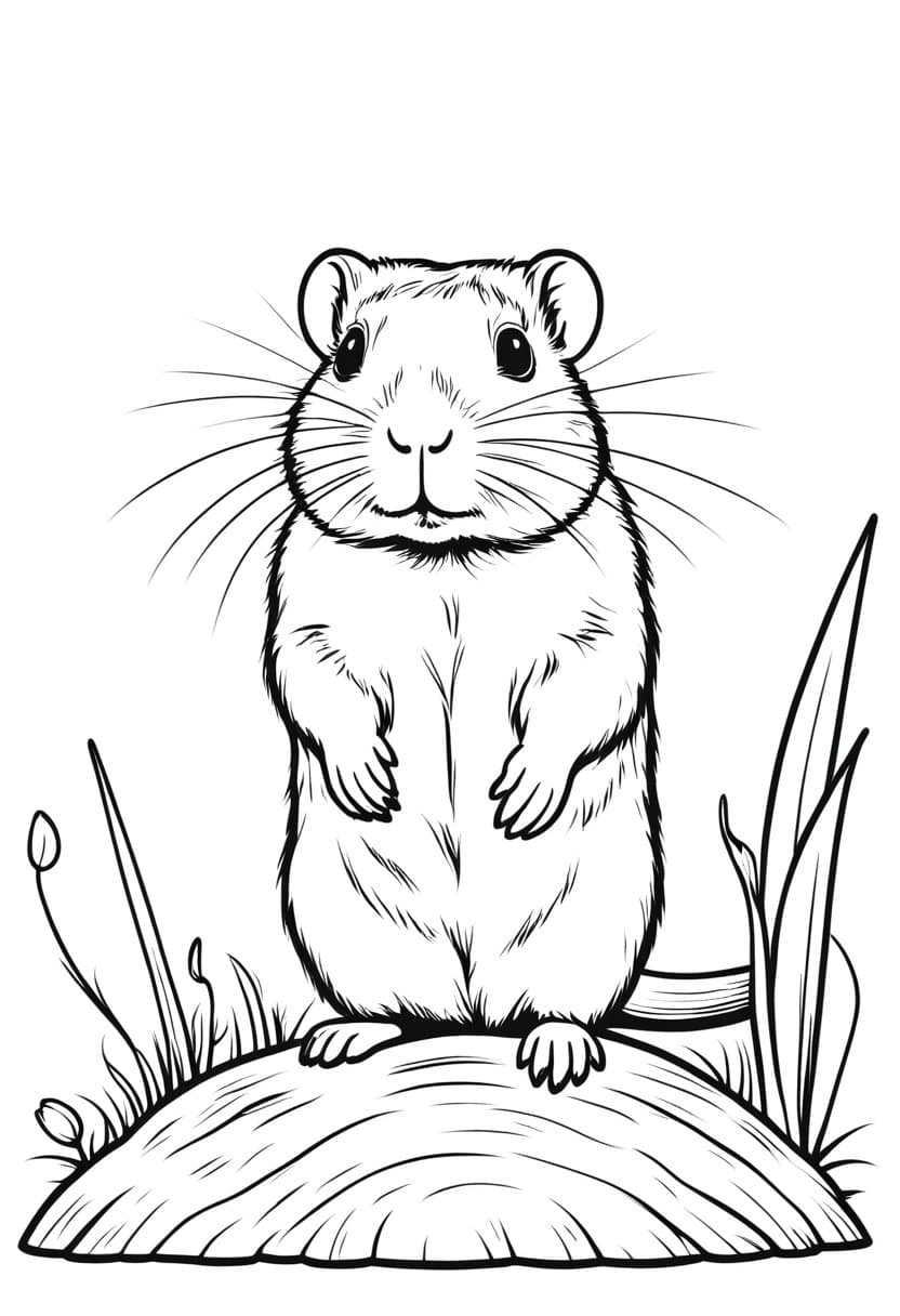 Cute Gerbil Cartoon — free printable coloring page to download and print