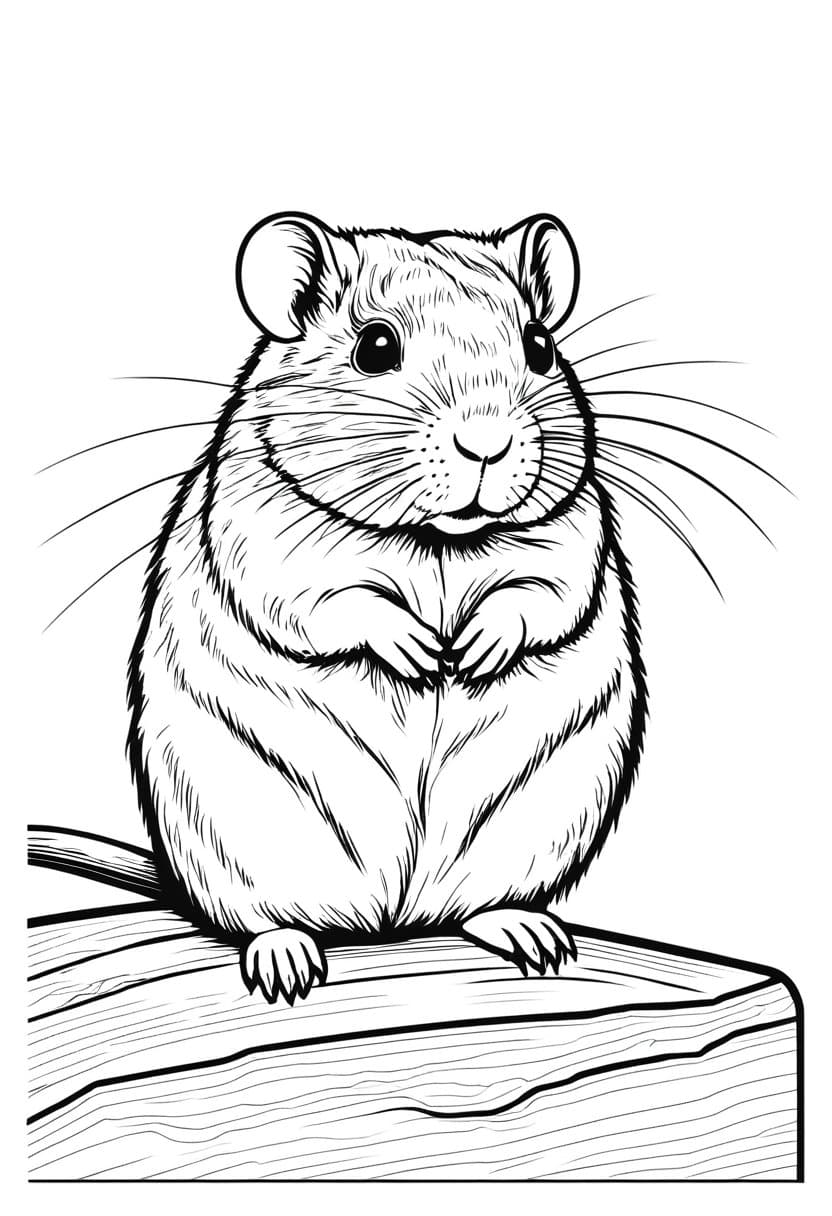 Cute Gerbil — free printable coloring page to download and print