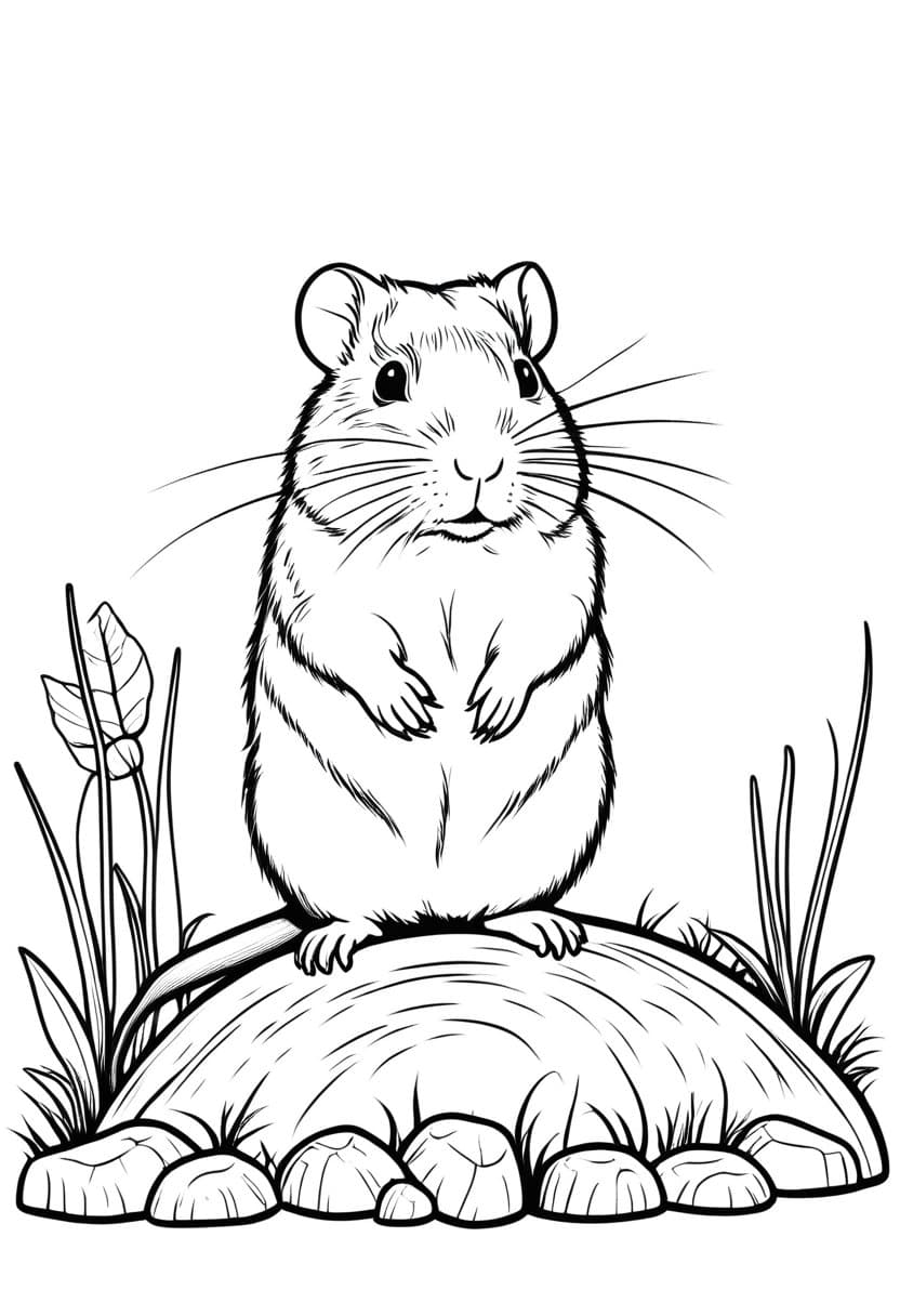 Cute Gerbil Picture — free printable coloring page to download and print