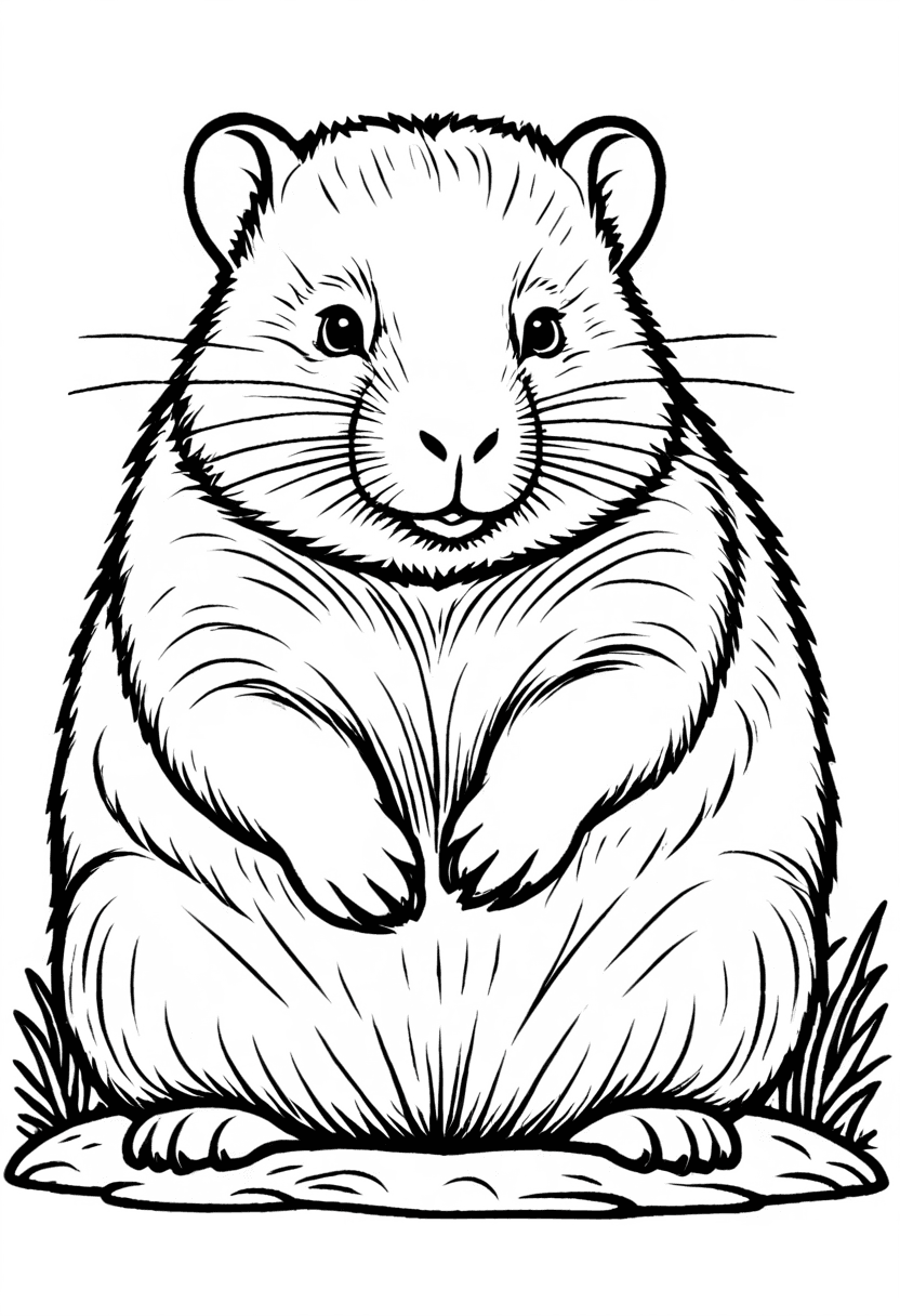 Cute Guinea Pig — free printable coloring page to download and print