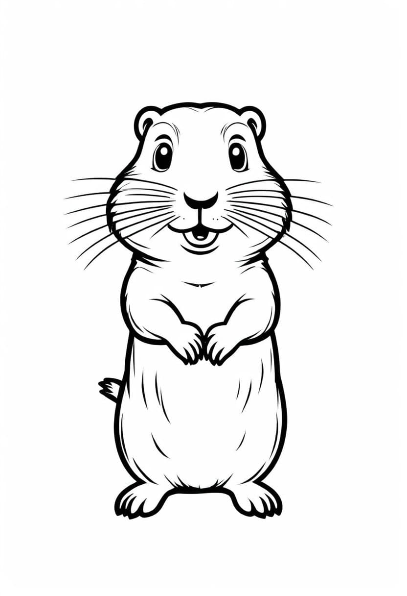 Cute Hamster Cartoon Drawing — free printable coloring page to download and print