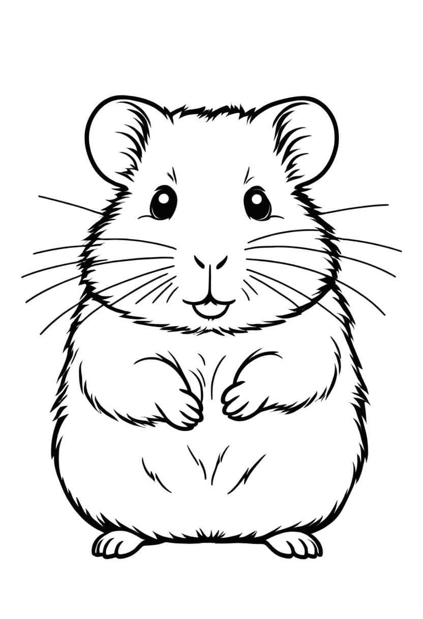 Cute Hamster — free printable coloring page to download and print