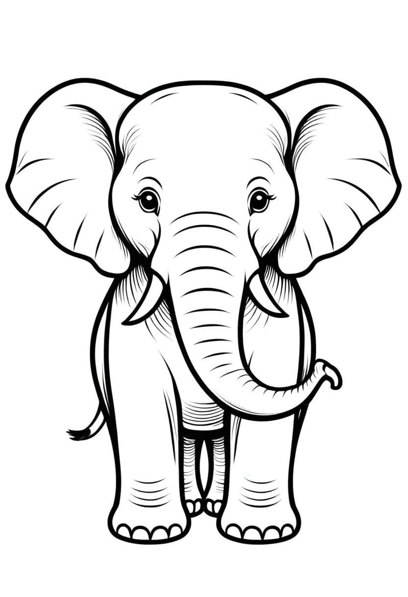 Cute Little Elephant — free printable coloring page to download and print