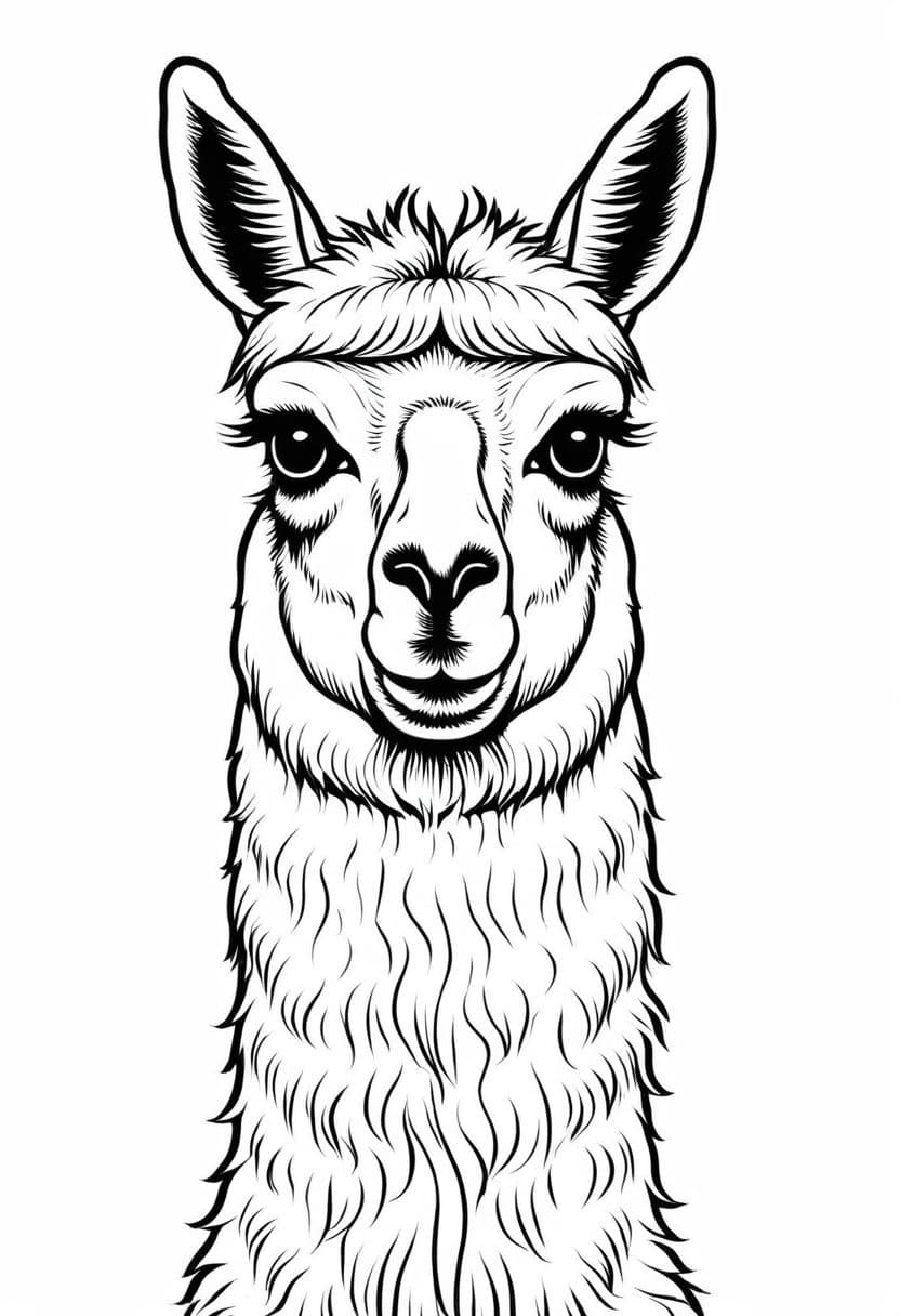 Cute Llama — free printable coloring page to download and print