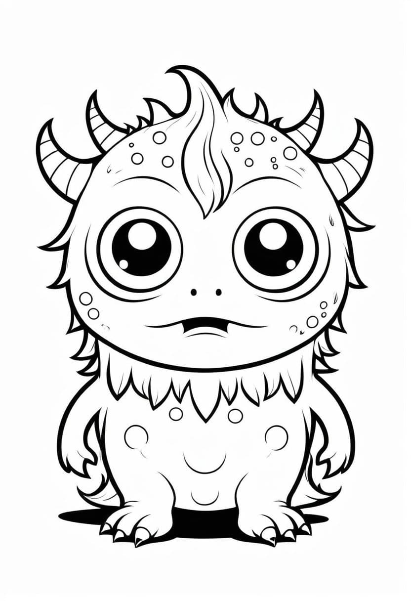 Cute Monster — free printable coloring page to download and print