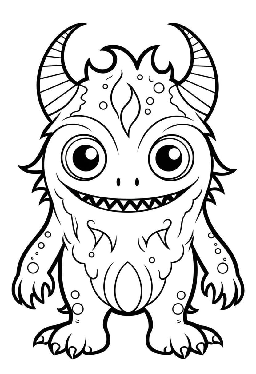 Cute Monster Fun — free printable coloring page to download and print