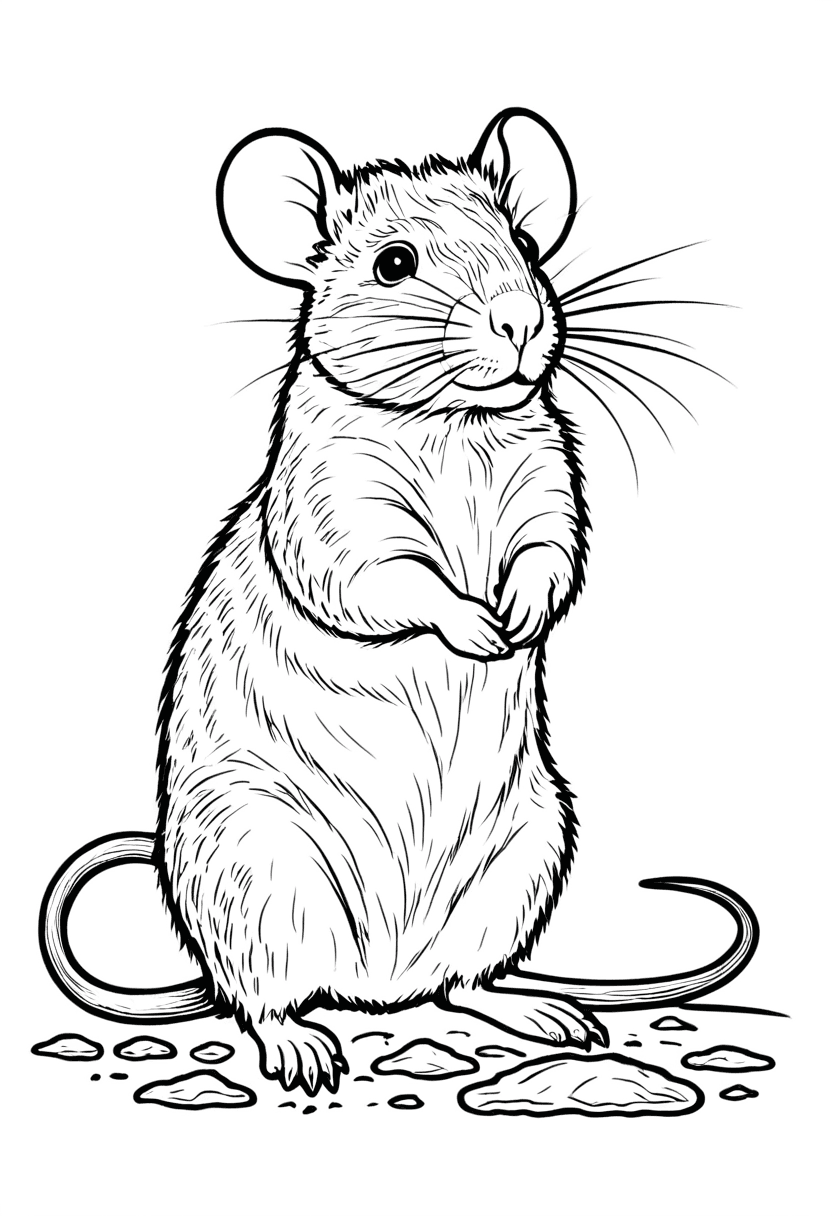 Cute Mouse Munching — free printable coloring page to download and print