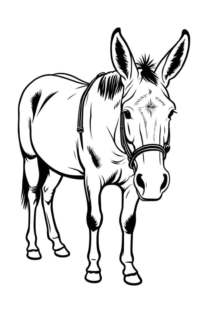 Cute Mule Cartoon — free printable coloring page to download and print