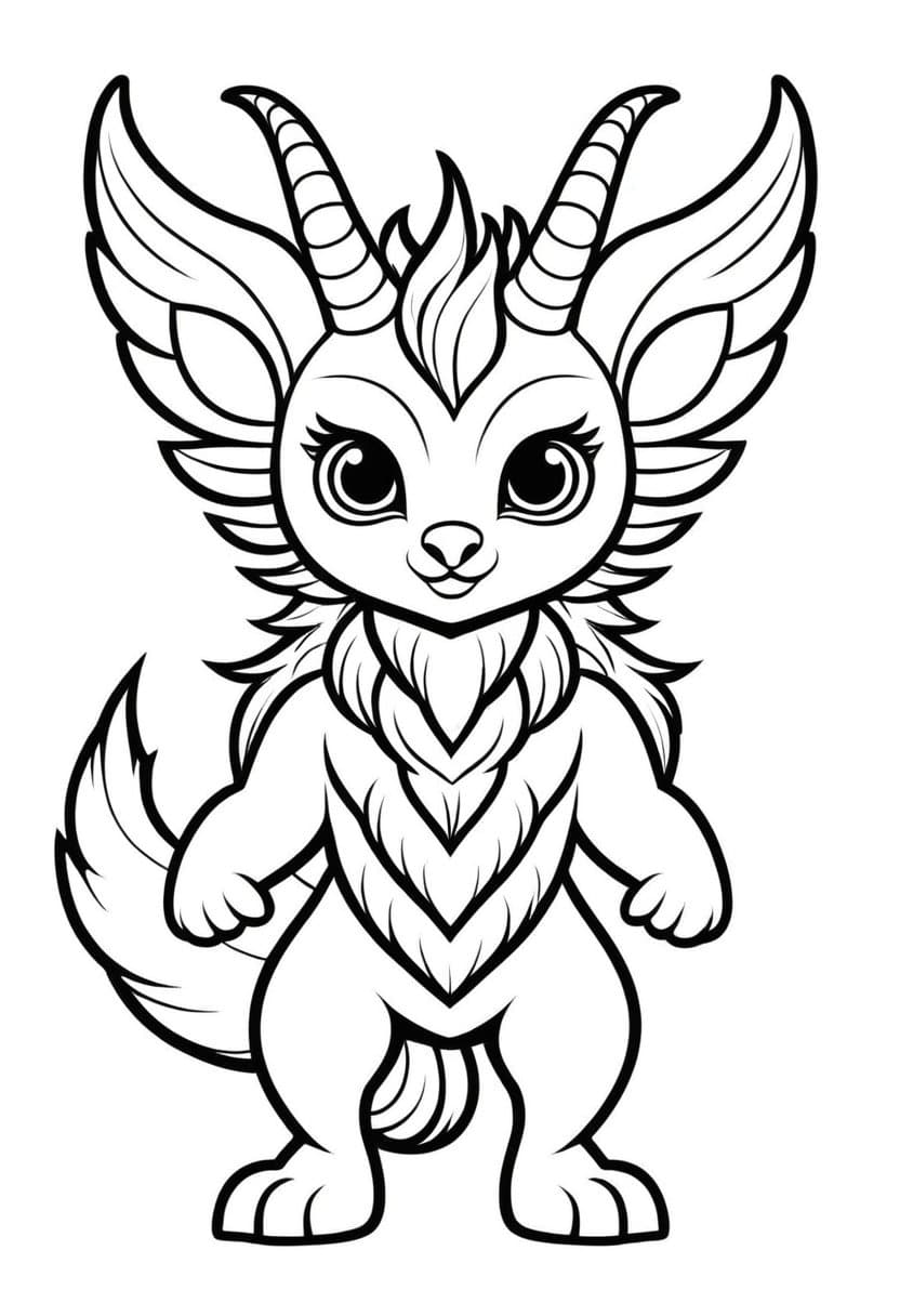 Cute Mythical Pet — free printable coloring page to download and print