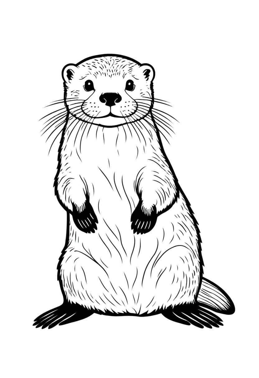 Cute Otter — free printable coloring page to download and print