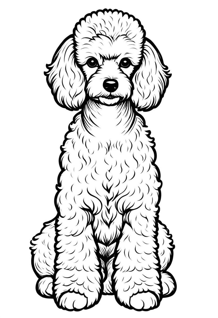 Cute Poodle Puppy — free printable coloring page to download and print