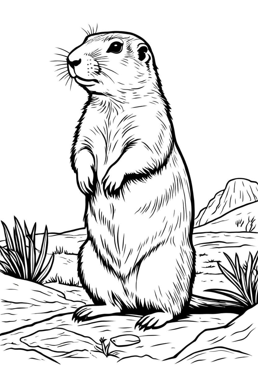 Cute Prairie Dog — free printable coloring page to download and print