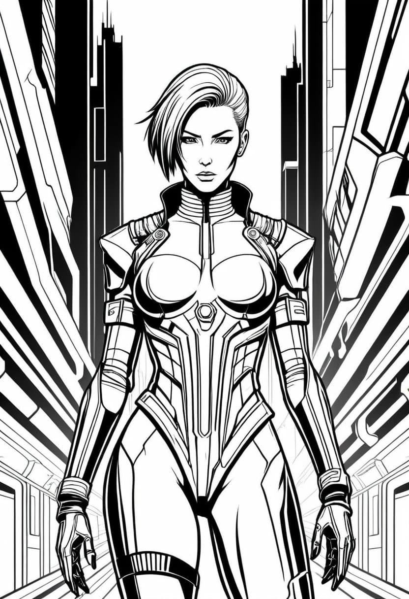 Cyberpunk Rogue — free printable coloring page to download and print
