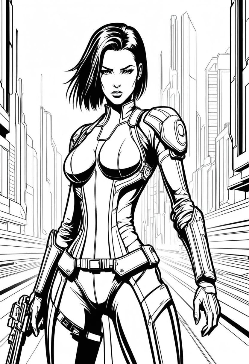 Cyberpunk Rogue — free printable coloring page to download and print