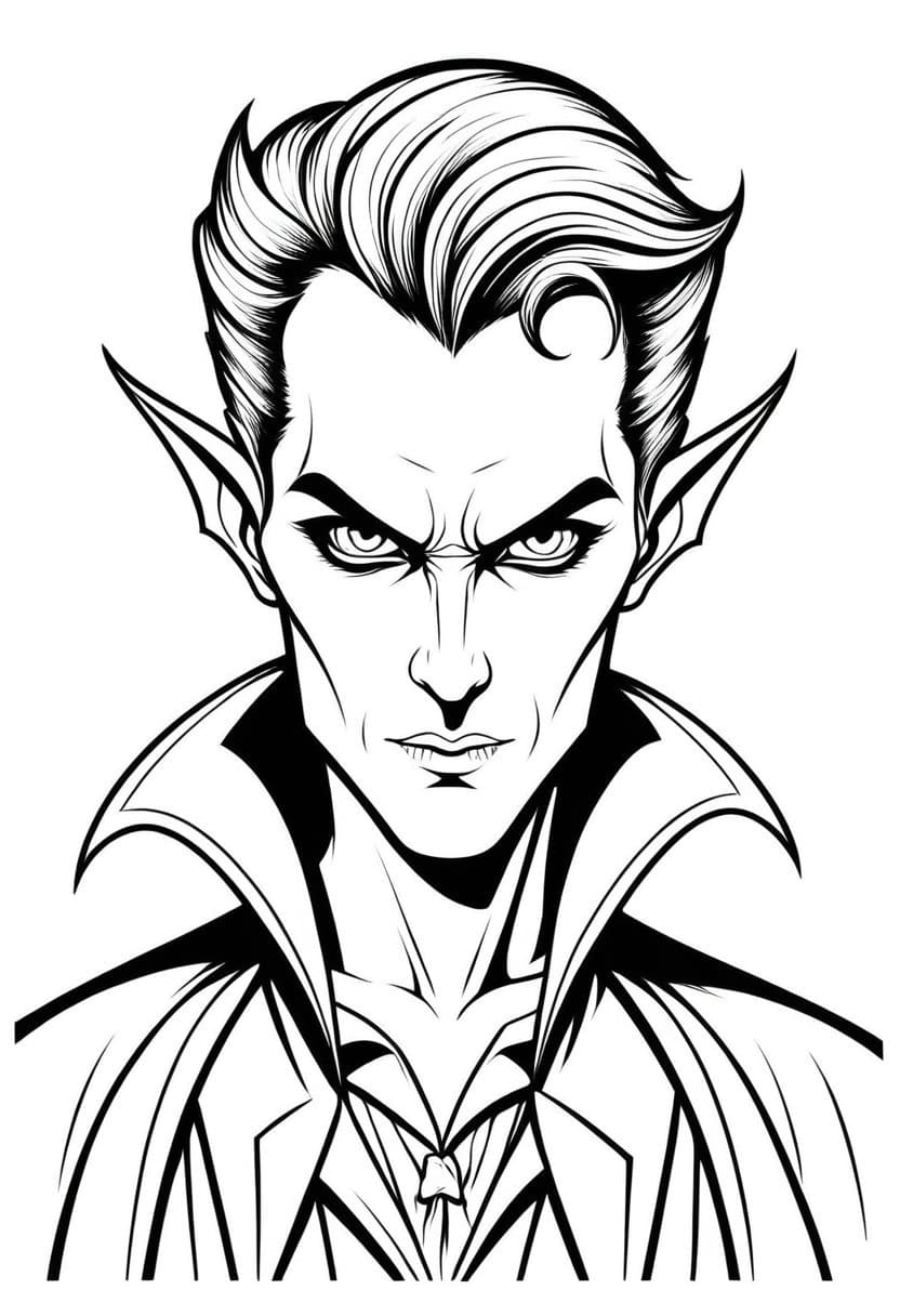 Darkly Charming Dracula — free printable coloring page to download and print