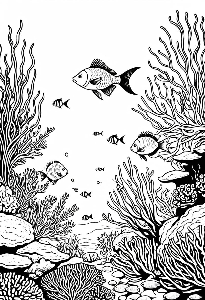 Deep Sea Dive — free printable coloring page to download and print