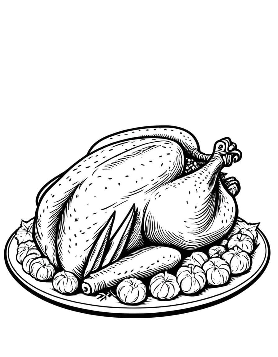 Delicious Turkey Roast — free printable coloring page to download and print