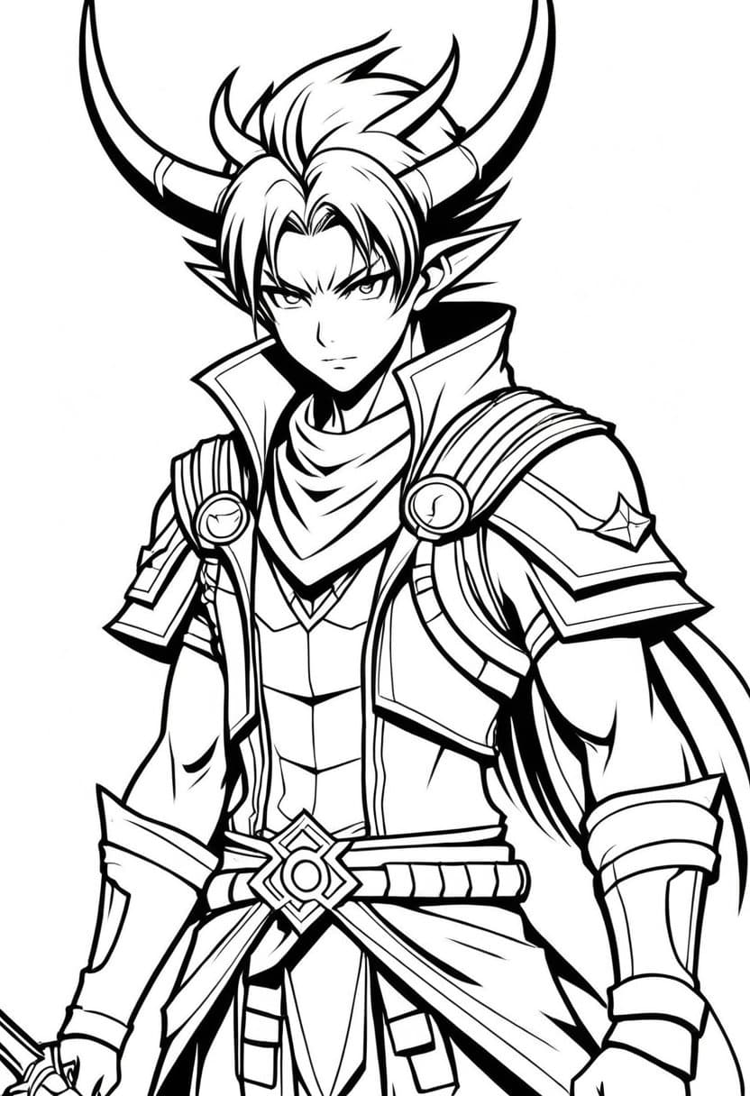 Demon Hunter — free printable coloring page to download and print