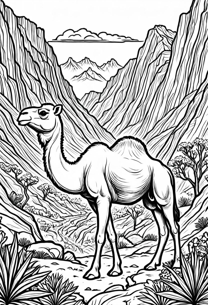 Desert Camel — free printable coloring page to download and print