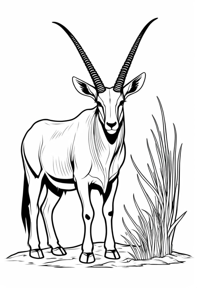 Desert Antelope Portrait — free printable coloring page to download and print